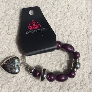 Purple beaded heart charm bracelet 💜
